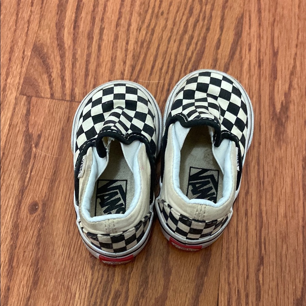 Vans Kids Checkered Slip-On Shoes - Black and White